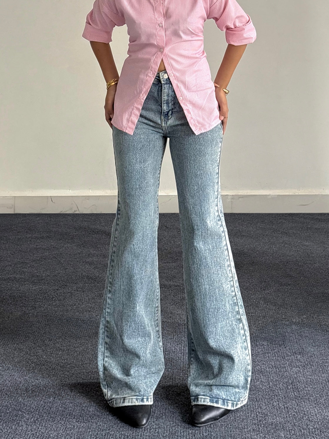 Premium Retro Blue Tinted Bootcut Jeans