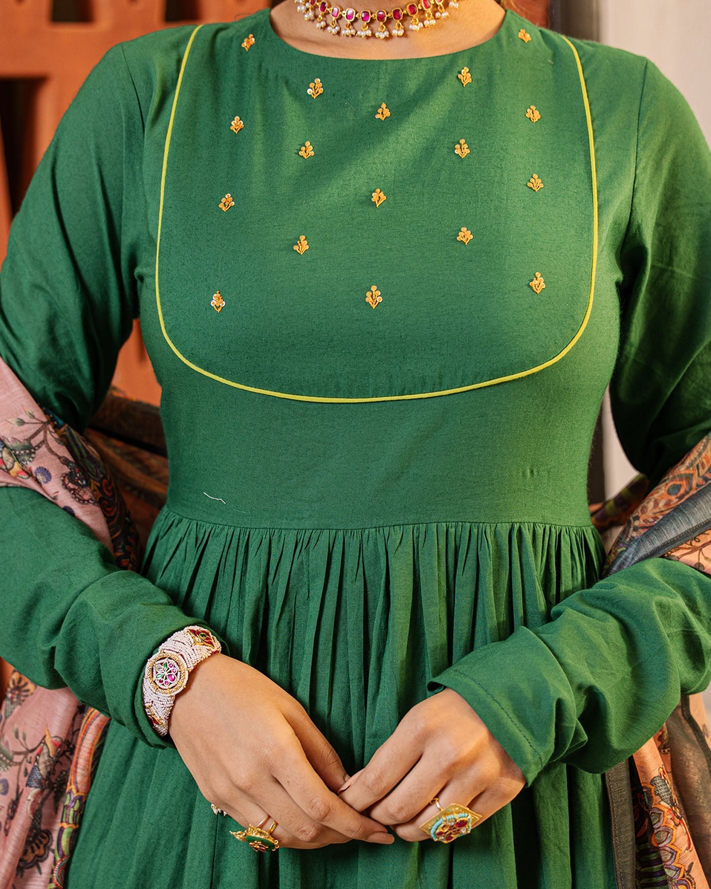 Emerald Green Kalamkari Suit Set