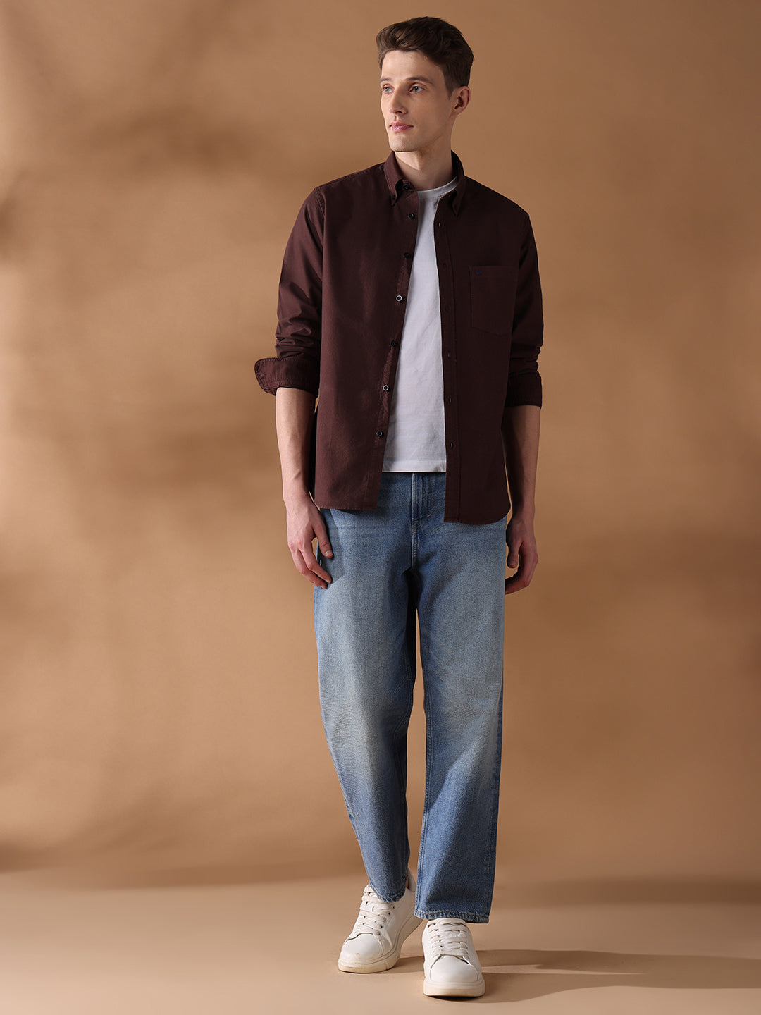 Brown Regular Fit Solid Casual Shirt for Men (SONNY)