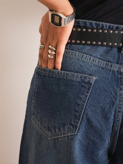 Deep Ocean Blue Washed Ultra Wide Leg Jeansâ€¨â€¨