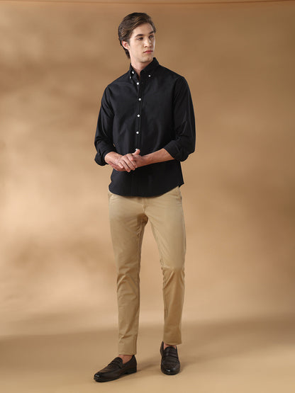 Black Regular Fit Casual Cotton Shirt for men (LAXEN)