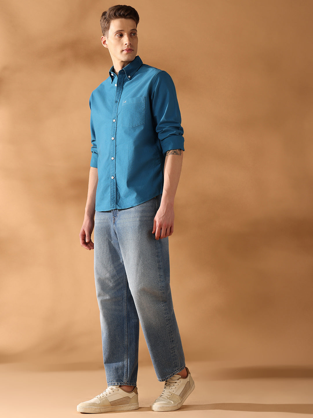 Teal Regular Fit Solid Casual Shirt for Men (BENAR)