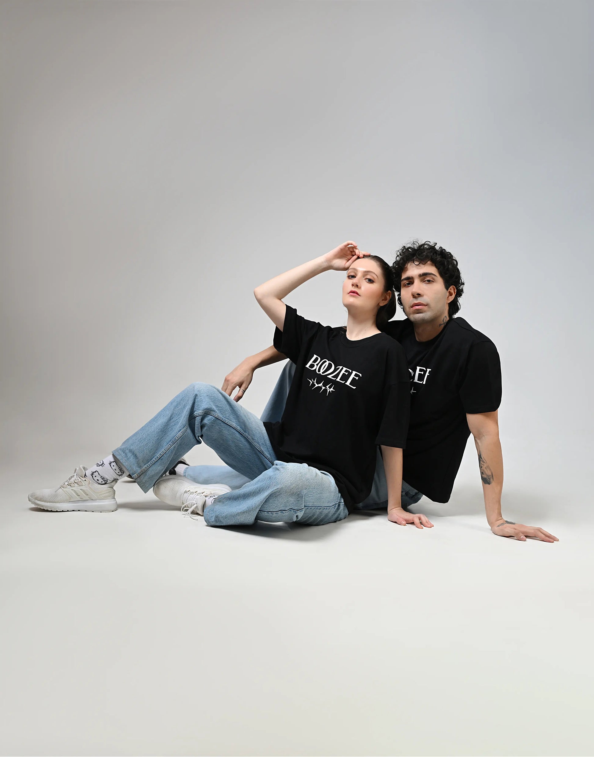Rose S'il Vous Plait Printed Black T-Shirt Boozee