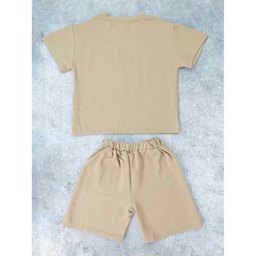 Brown Doggy Paw 2pcs Shorts set for Toddlers and Kids