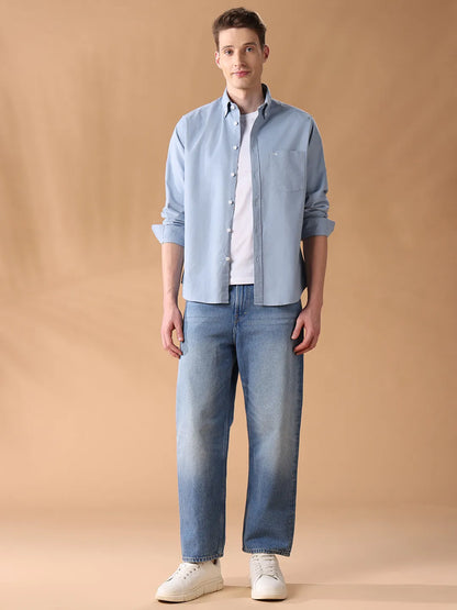 Blue Regular Fit Solid Casual Shirt for Men (SILVO)