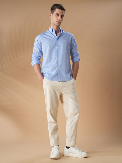 Blue Regular Fit Formal Cotton Shirt for men (CUDEL)