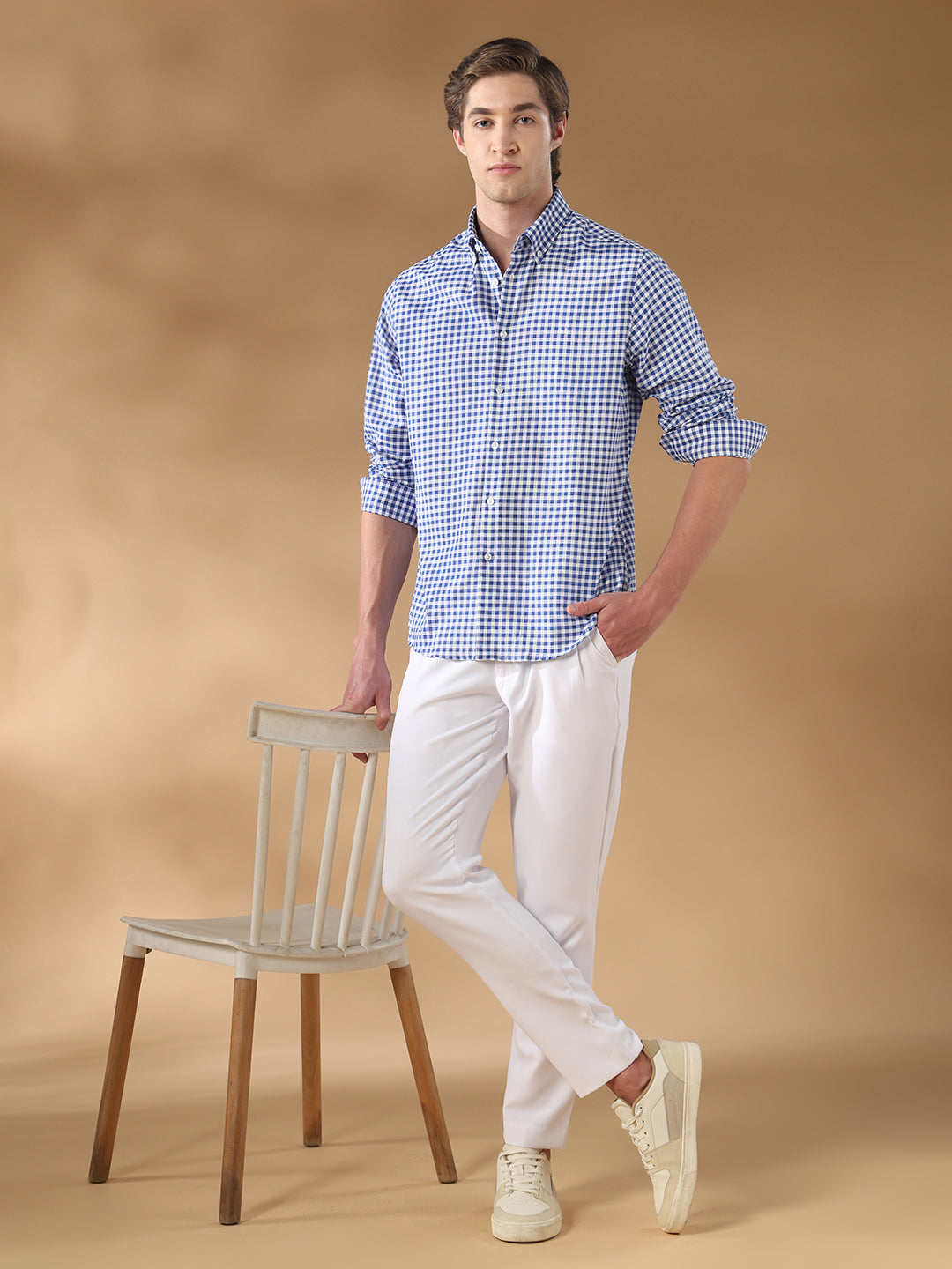 Blue Regular Fit Casual Cotton Shirt for men (CAXEN)