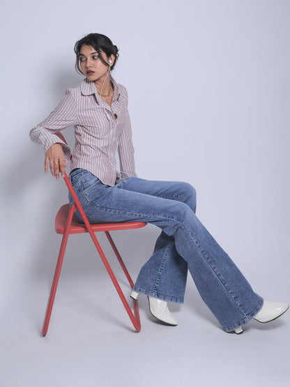 Stormy Blue Washed Bootcut Jeans