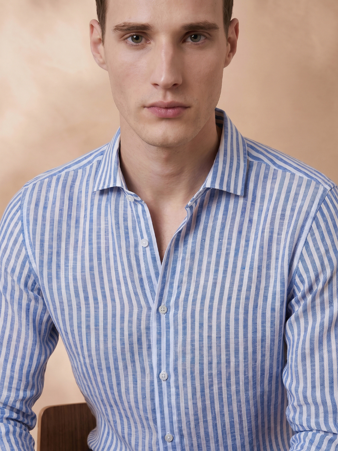 Regular Fit Linen Blue Casual Shirt for Men (JARIN)