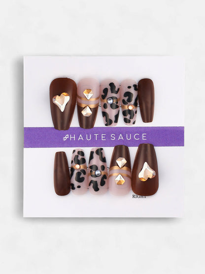 The Cheetah Cuore Press-On Nails - Chocolate Brown