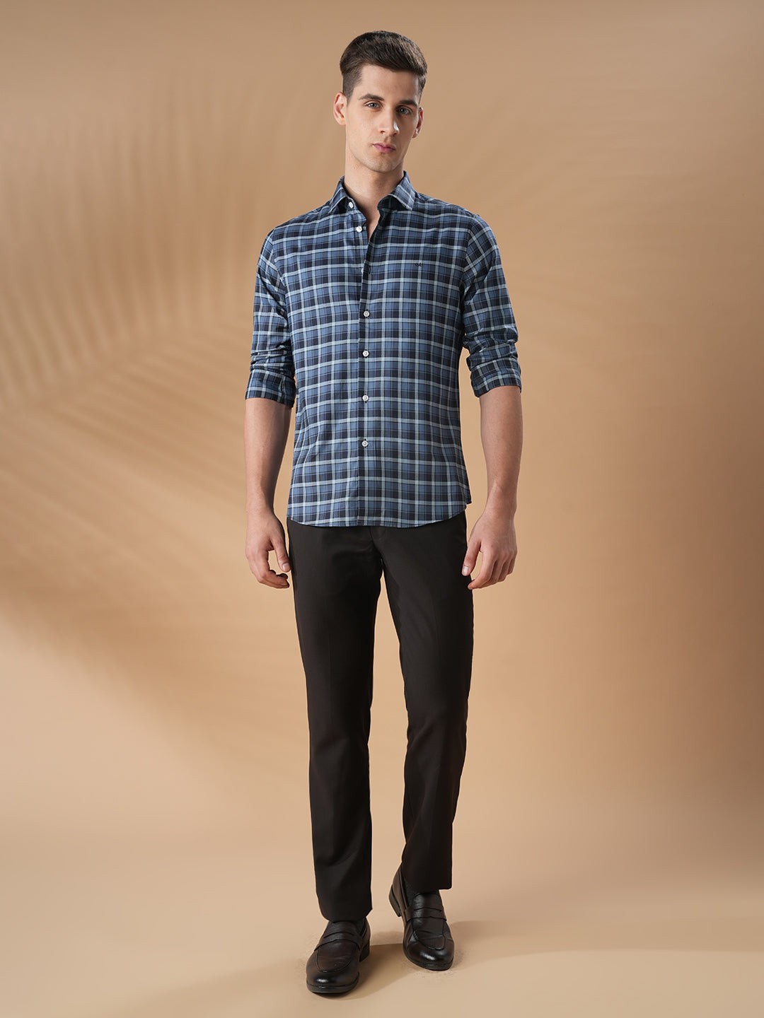 Blue Slim Fit Casual Cotton Shirt for men (FAZIO)