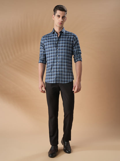 Blue Slim Fit Casual Cotton Shirt for men (FAZIO)