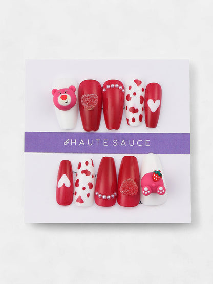 The Strawberry Shortcake Press-On Nails - Crimson Red