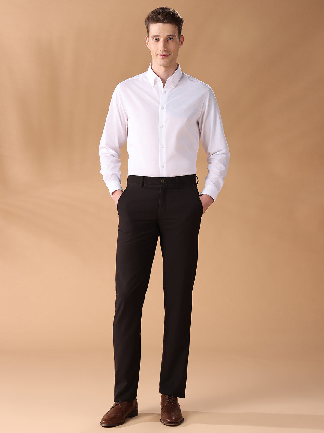 White Regular Fit Checked Formal Shirt for Men (CASSA)