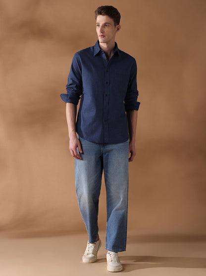 Blue Regular Fit Checked Casual Shirt for Men (LAUR)