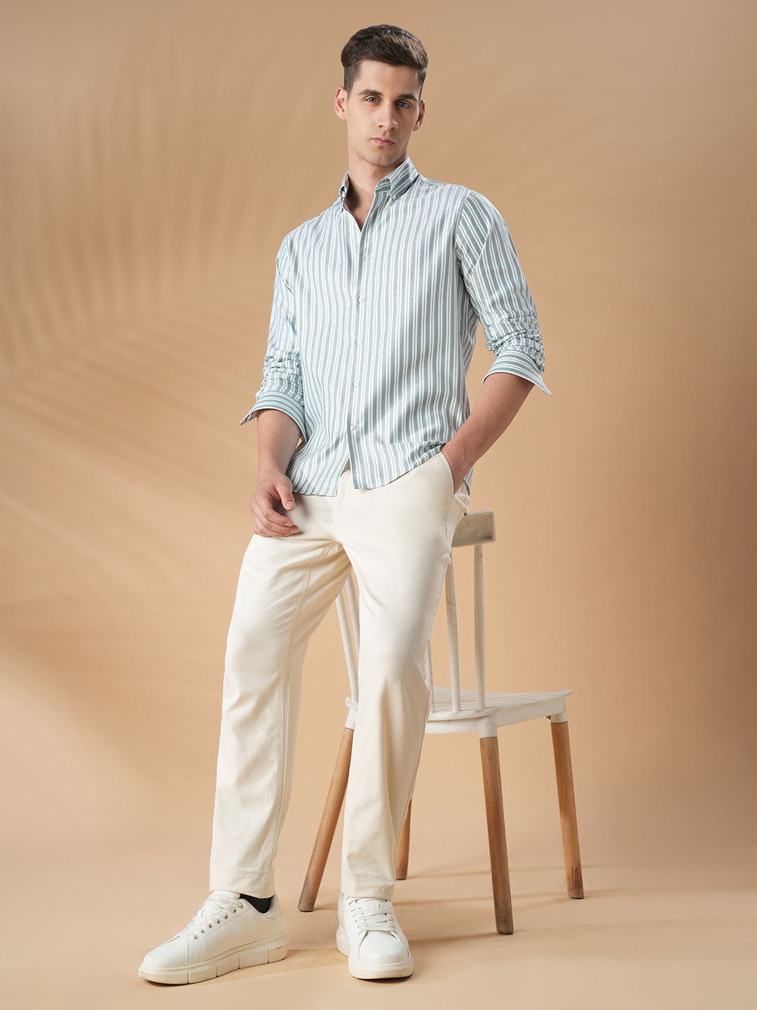 Green Regular Fit Formal Cotton Shirt for men (CORTE)