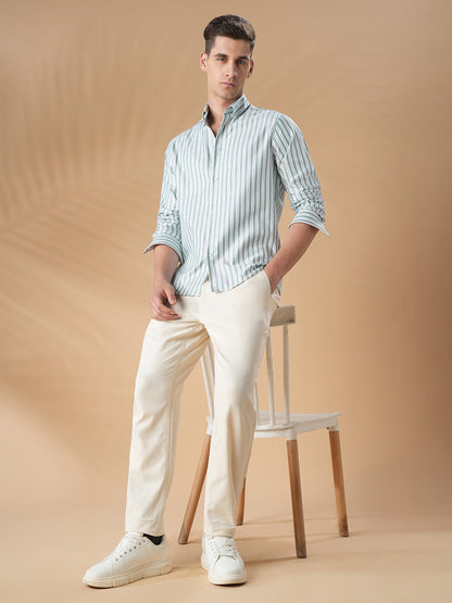 Green Regular Fit Formal Cotton Shirt for men (CORTE)