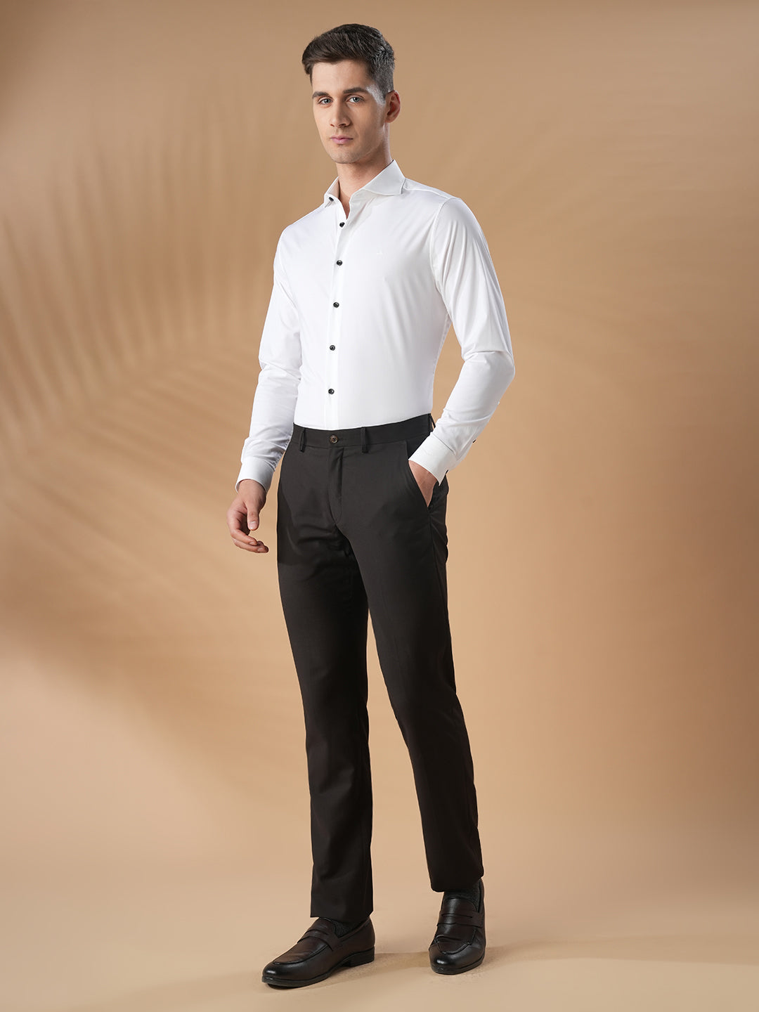 Off White Slim Fit Formal Cotton Shirt for men (CIECA)