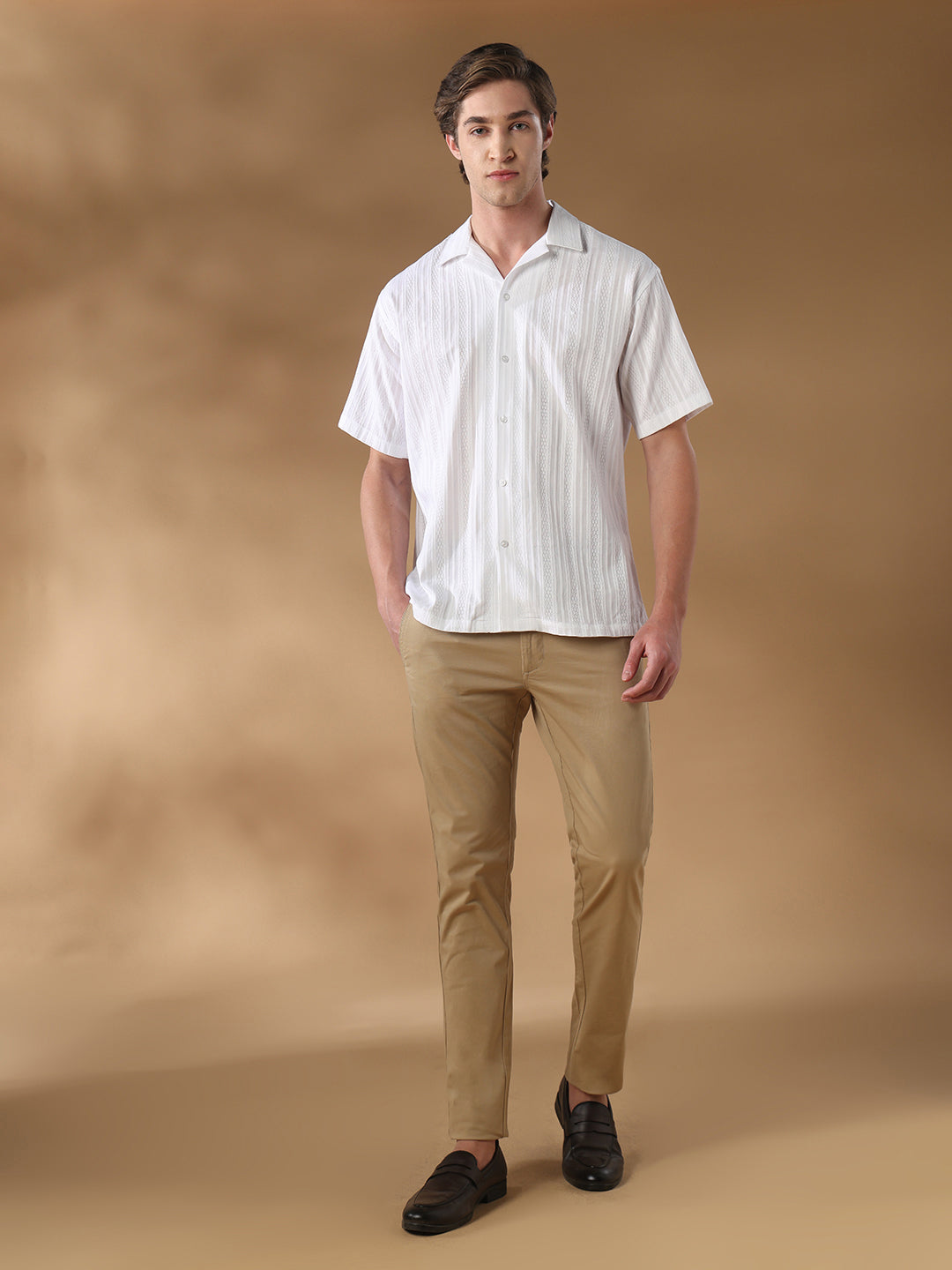 White Regular Fit Casual Cotton Shirt for men (ADELO)