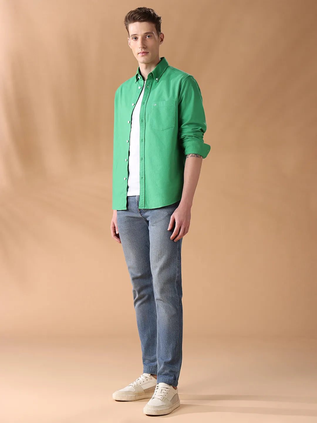 Green Regular Fit Solid Casual Shirt for Men (MAELO)