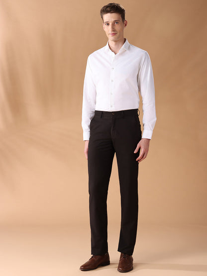 White Regular Fit Stripes Formal Shirt for Men (LEANA)