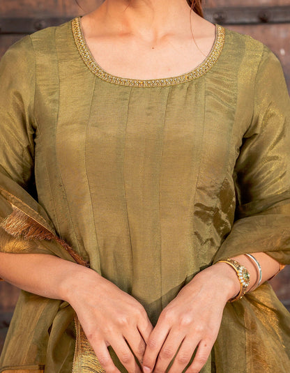 Olive Tissue Solid Suit Set