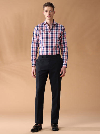 Pink Slim Fit Checked Formal Shirt for Men (CELEB)