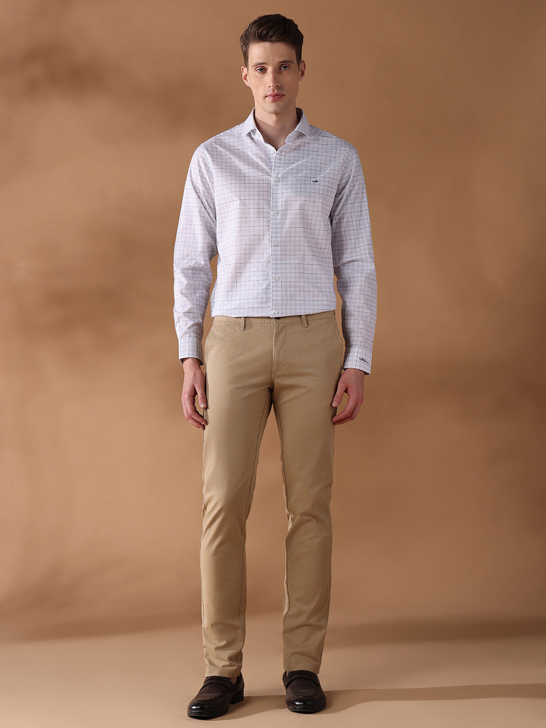 White Regular Fit Checked Formal Shirt for Men (CINDA)