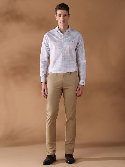 White Regular Fit Checked Formal Shirt for Men (CINDA)