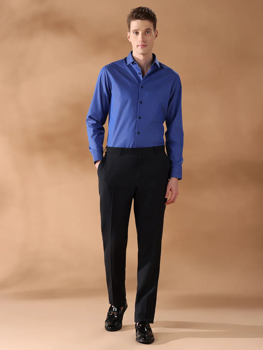 Blue Regular Fit Solid Formal Shirt for Men (LUKA)