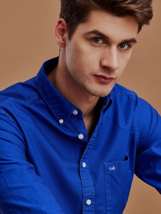 Aldeno Men Oxford Royal Blue Casual Shirt (GOIND)