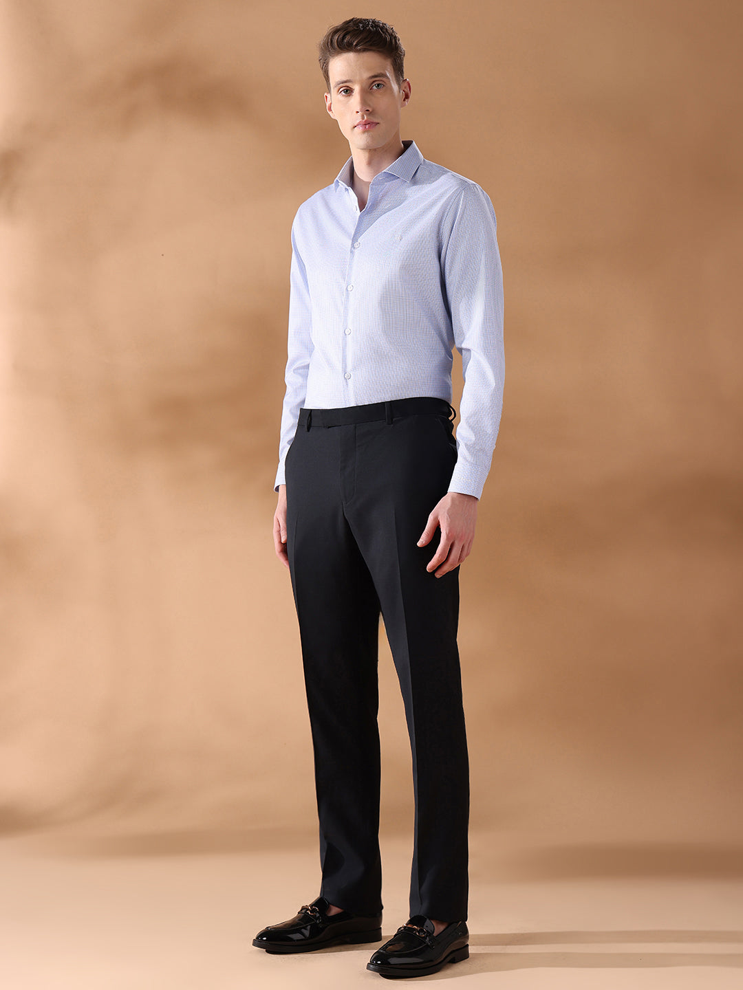Blue Regular Fit Checked Formal Shirt for Men (CARLA)