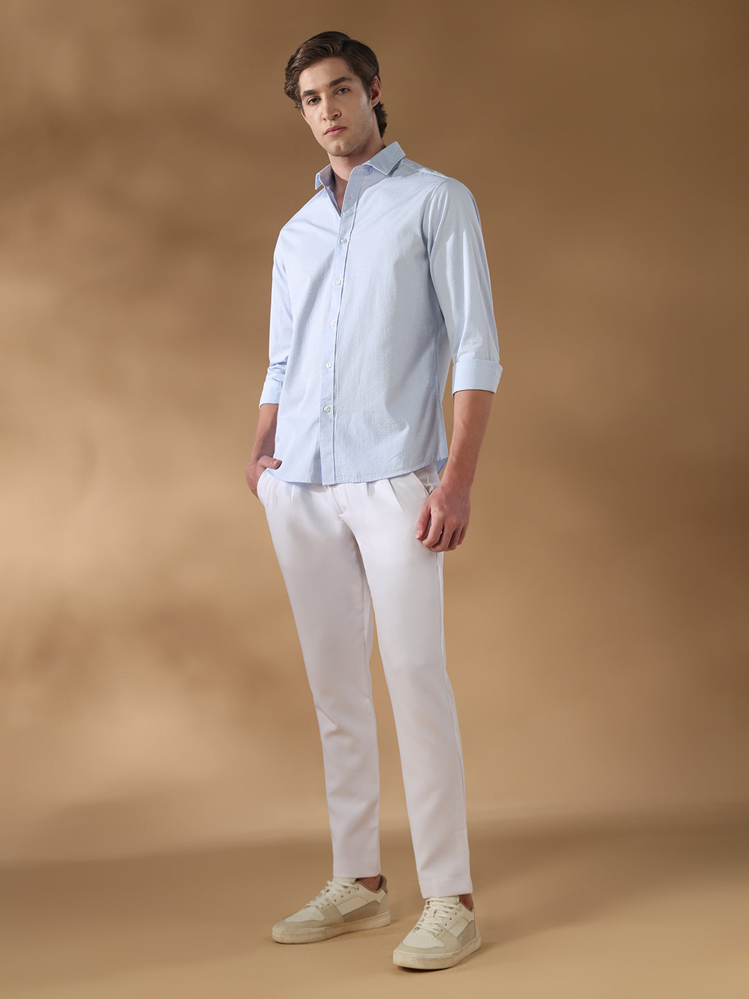 Blue Slim Fit Formal Cotton Shirt for men