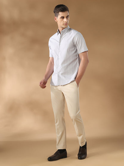 Grey Regular Fit Formal Cotton Shirt for men (COWIX)