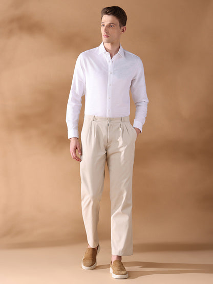 White Slim Fit Solid Formal Shirt for Men (FIANO)