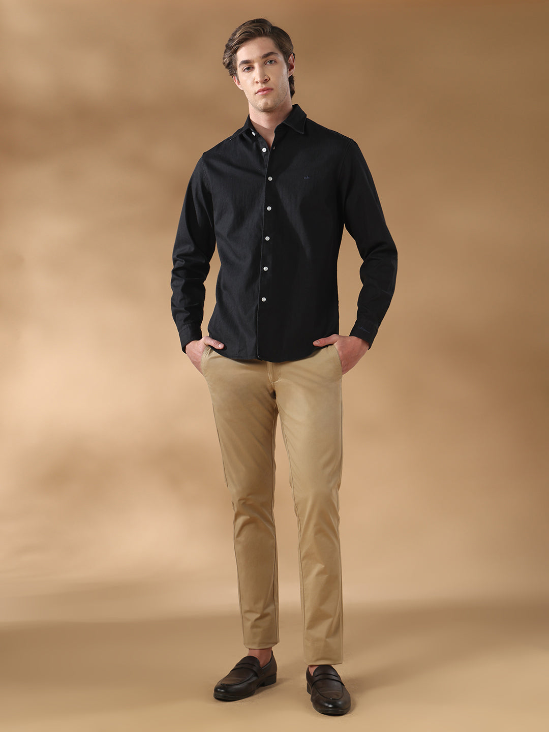 Black Regular Fit Casual Denim Shirt for men (LIRRA)