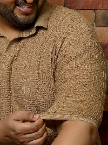 Swirl-Textured Polo T-Shirt