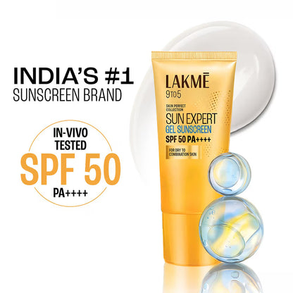 Lakme 9To5 Sun Expert Spf 50 Pa+++Light Sunscreen Gel