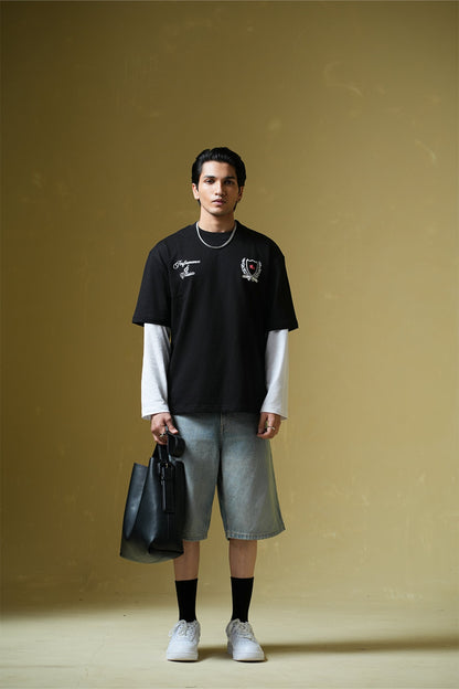 Adrenaline Rush Black Oversized Printed T-Shirt Main Character