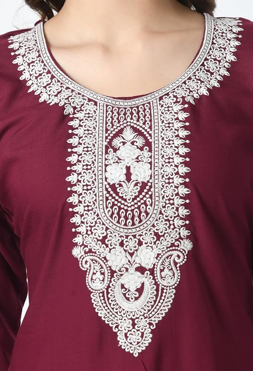 LIBOZA Short Kurti for Women – Lakhnowi Chikankari Embroidered Ladies Kurta, Stylish Girls Top, Ethnic Half Kurtas, Tunic Design Woman Kurtis Purple