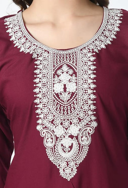 LIBOZA Short Kurti for Women – Lakhnowi Chikankari Embroidered Ladies Kurta, Stylish Girls Top, Ethnic Half Kurtas, Tunic Design Woman Kurtis Purple