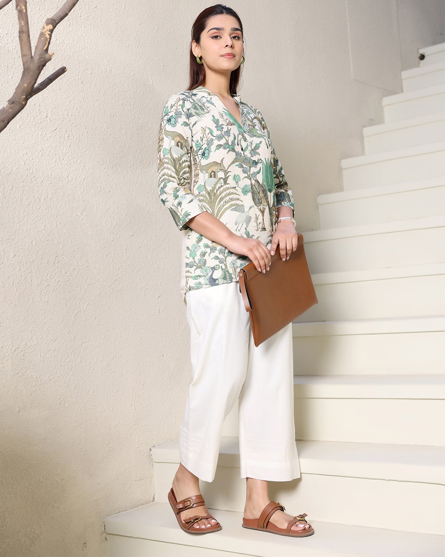 Off-White Cotton Printed Co-ord Set