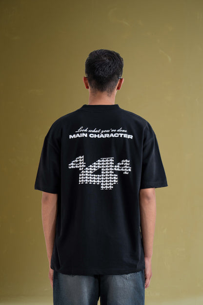 Star Boy Black Oversized Black T-Shirt Main Character