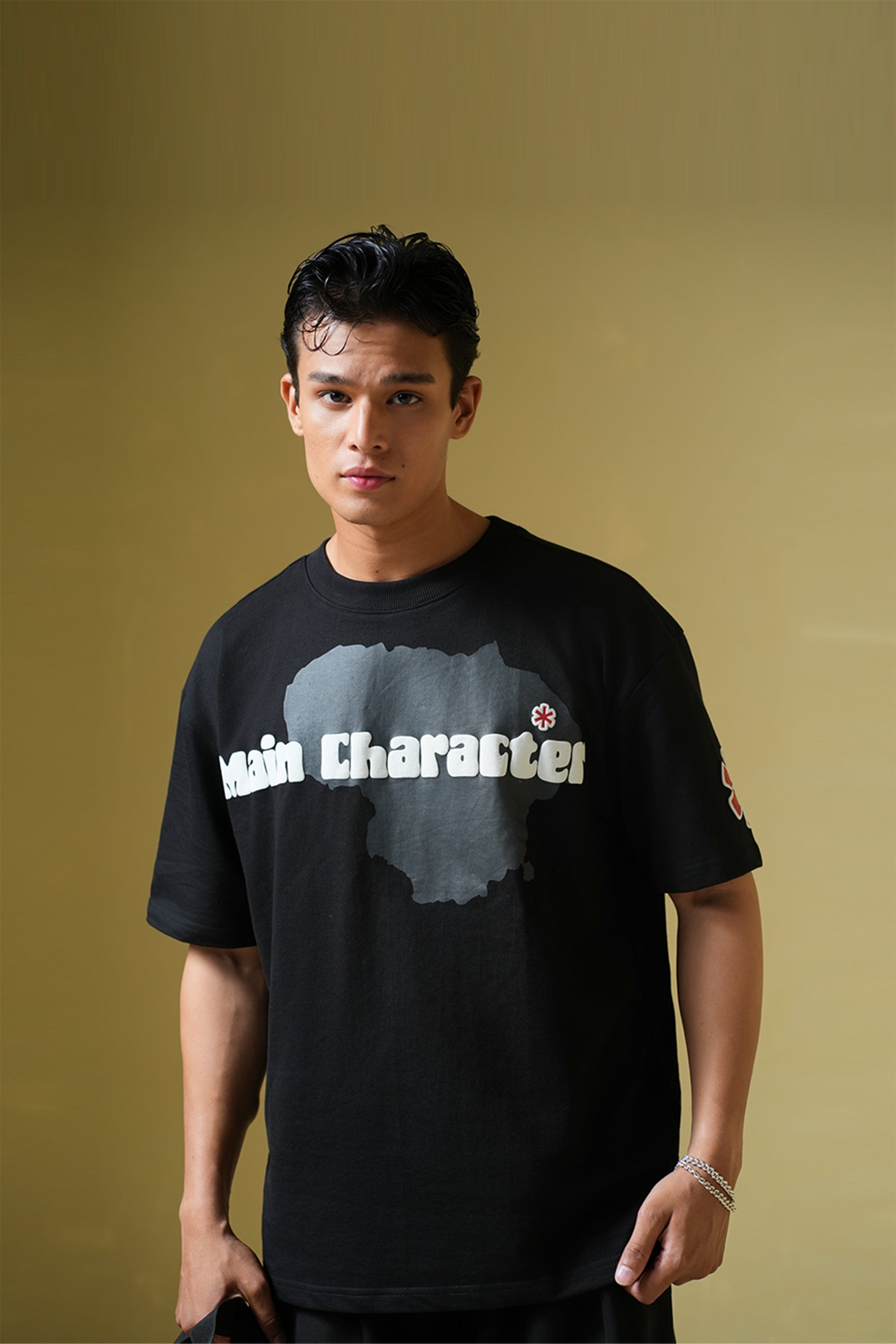 Talk Later Printed Black Oversized T-Shirt Main Character