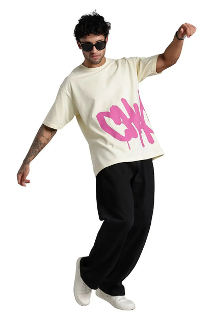 Beige Chaotic Oversized T-Shirt