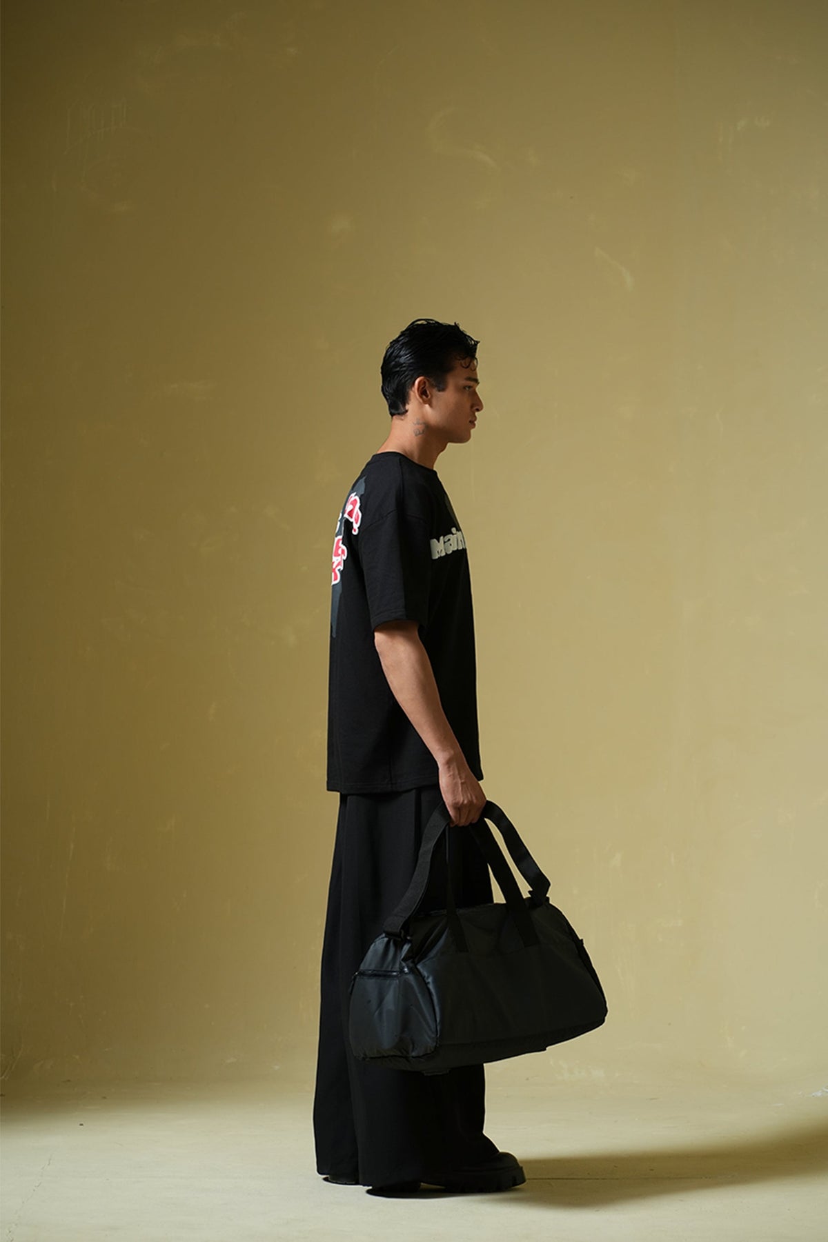 Talk Later Printed Black Oversized T-Shirt Main Character