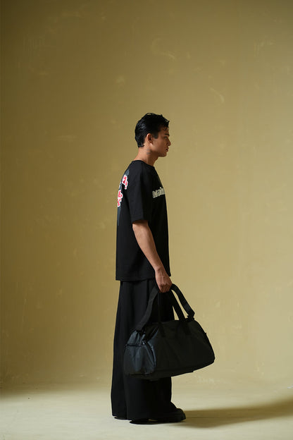 Talk Later Printed Black Oversized T-Shirt Main Character
