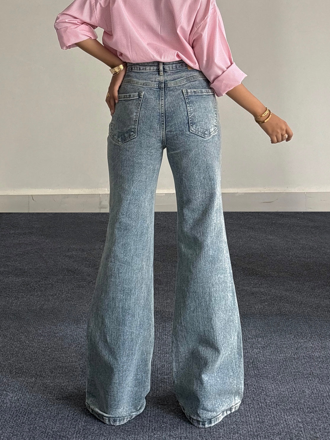Premium Retro Blue Tinted Bootcut Jeans