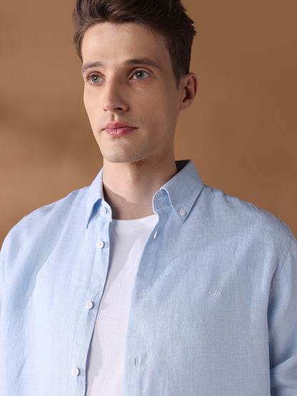 Blue Regular Fit Solid Casual Shirt for Men (LILA)