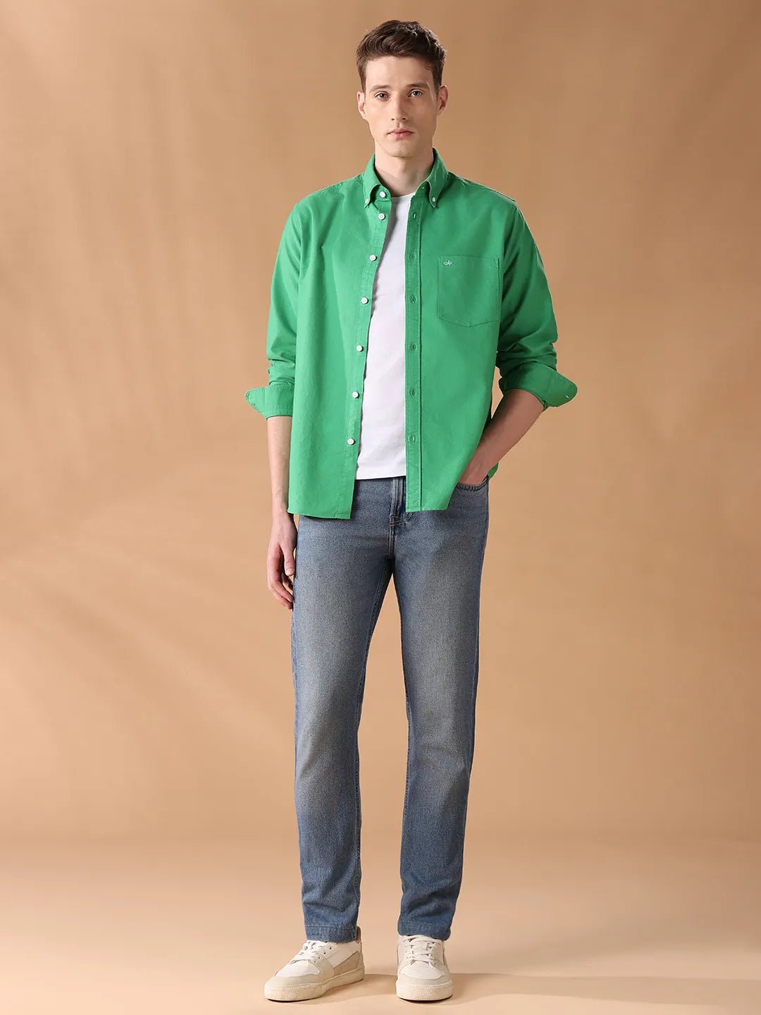 Green Regular Fit Solid Casual Shirt for Men (MAELO)